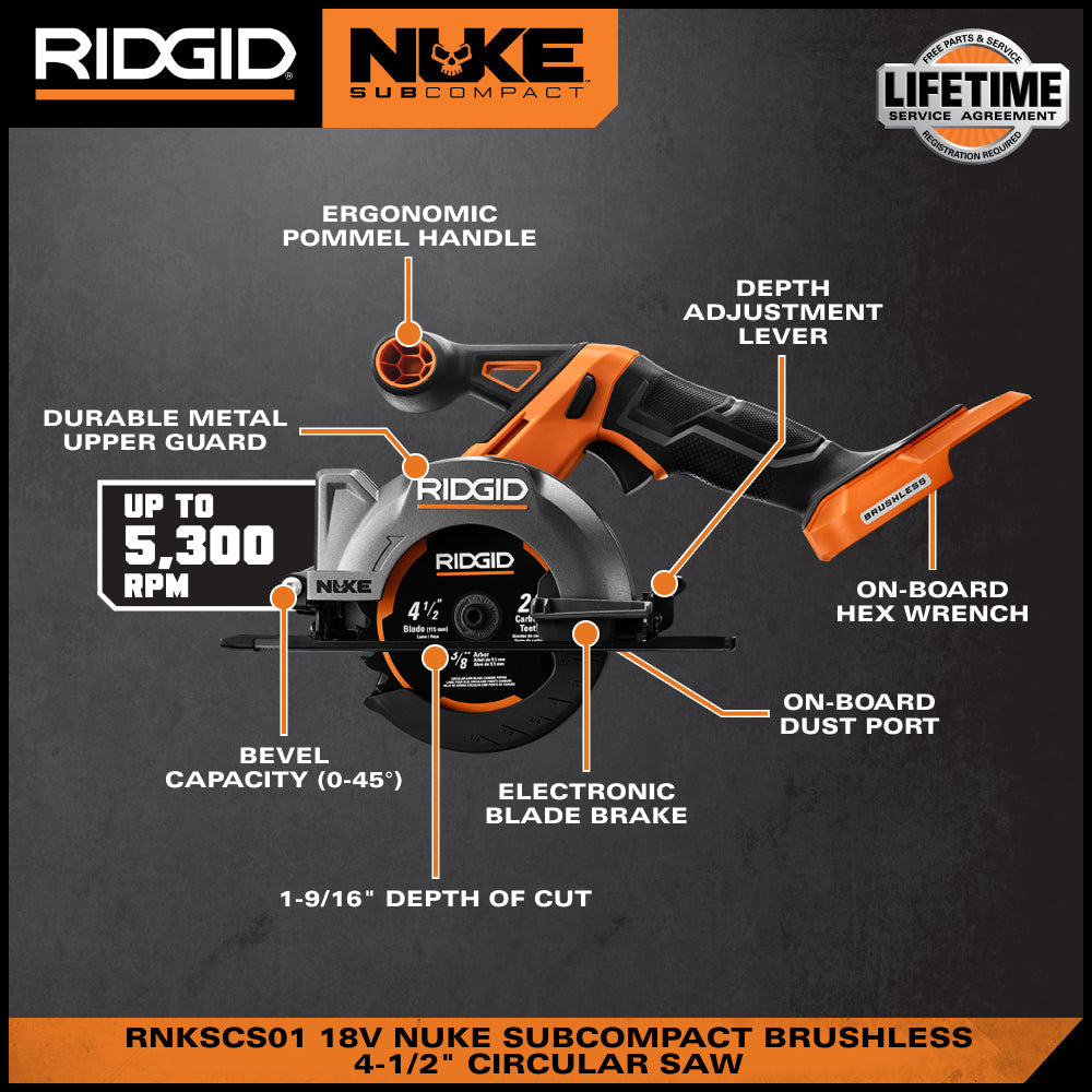 18V NUKE SubCompact Brushless 4-1/2” Circular Saw