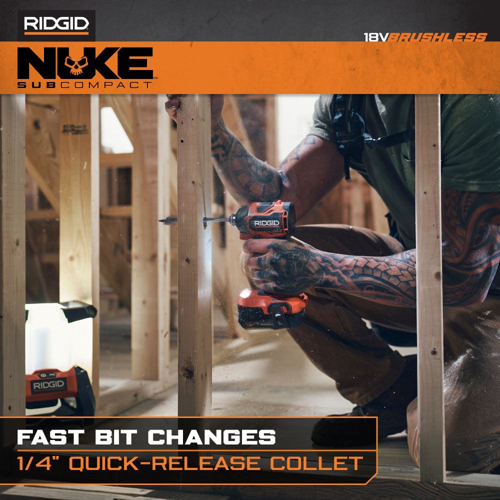 18V NUKE Subcompact Brushless 1/4" Impact Driver Kit
