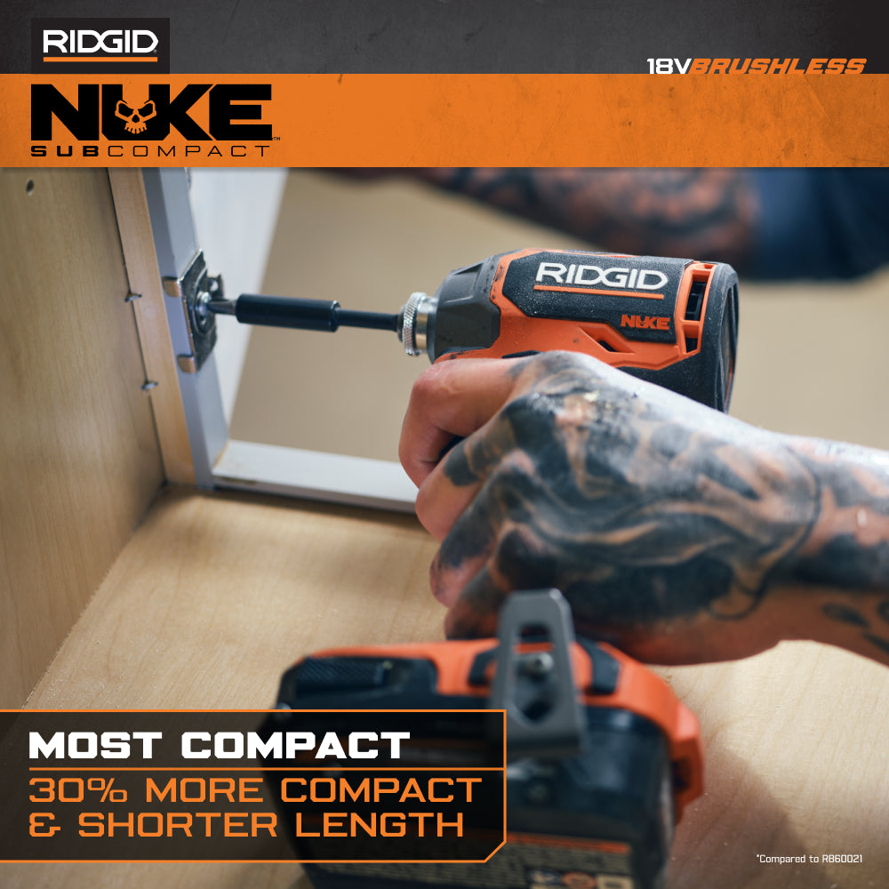 18V NUKE Subcompact Brushless 1/4" Impact Driver Kit