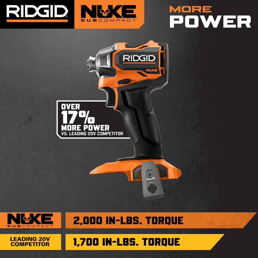 RIDGID 18V NUKE SubCompact Brushless 2-Tool Combo Kit with Drill Driver, Impact Driver, (2) Batteries & Charger