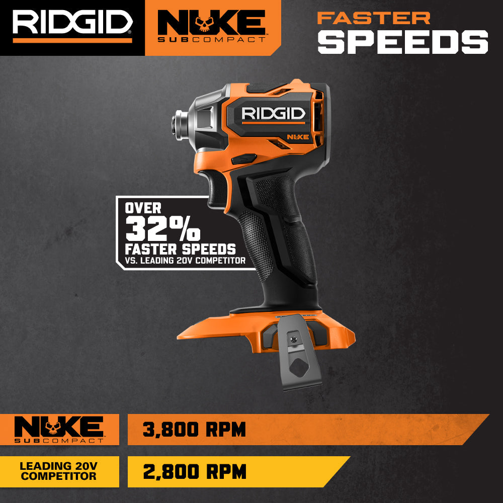 RIDGID 18V NUKE SubCompact Brushless 2-Tool Combo Kit with Drill Driver, Impact Driver, (2) Batteries & Charger