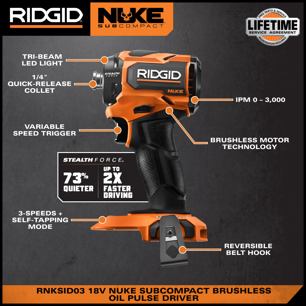 18V NUKE Subcompact Brushless STEALTH FORCE Oil Pulse Impact