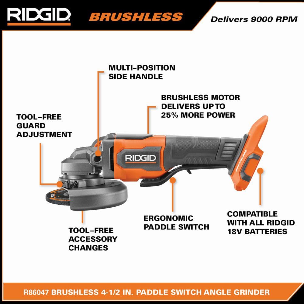 18V Brushless Cordless 4-1/2 in. Paddle Switch Angle Grinder (Tool Only)
