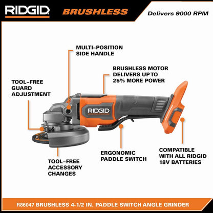 18V Brushless Cordless 4-1/2 in. Paddle Switch Angle Grinder (Tool Only)