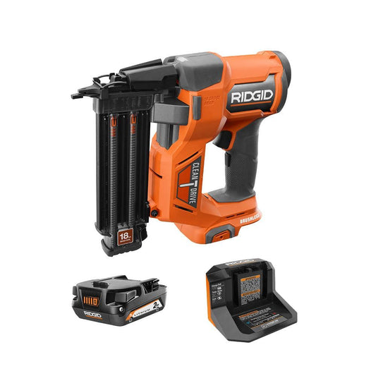 18V Brushless Cordless 18-Gauge 2-1/8 in. Brad Nailer with CLEAN DRIVE Technology with 2.0 Ah Battery and Charger