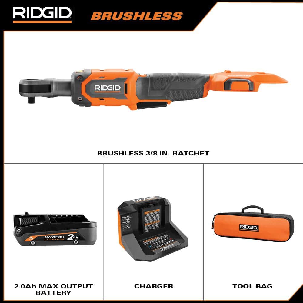 18V Brushless Cordless 3/8 in. Ratchet Kit with 2.0 Ah Battery and Charger