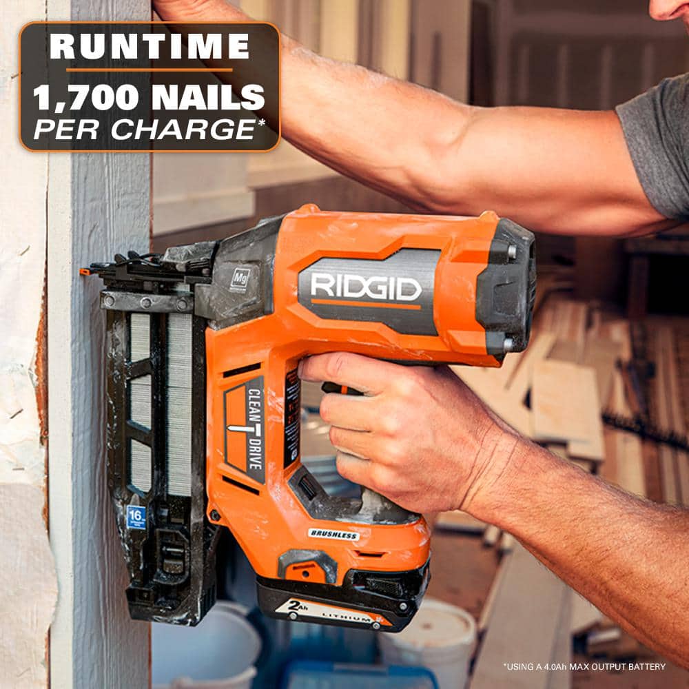 18V Brushless Cordless 16-Gauge 2-1/2 in. Straight Finish Nailer Kit with 2.0 Ah Battery and Charger