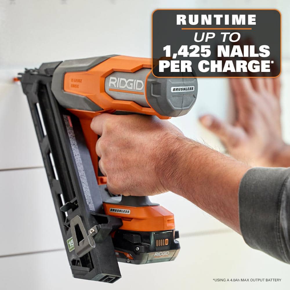 18V Brushless Cordless 15-Gauge Angled Finish Nailer Kit with 2.0Ah MAX Output Battery and Charger