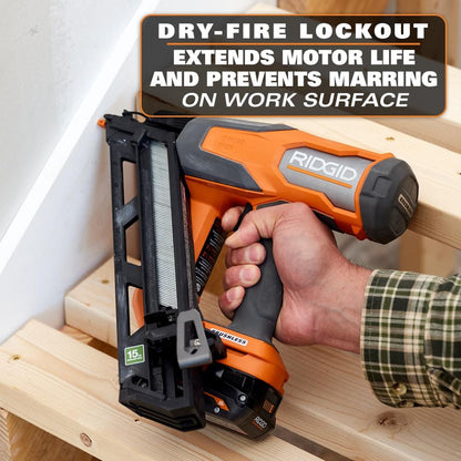 18V Brushless Cordless 15-Gauge Angled Finish Nailer Kit with 2.0Ah MAX Output Battery and Charger