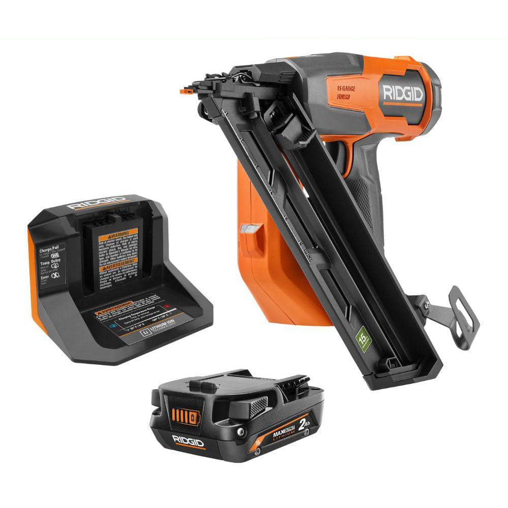 18V Brushless Cordless 15-Gauge Angled Finish Nailer Kit with 2.0Ah MAX Output Battery and Charger