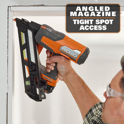 18V Brushless Cordless 15-Gauge Angled Finish Nailer Kit with 2.0Ah MAX Output Battery and Charger