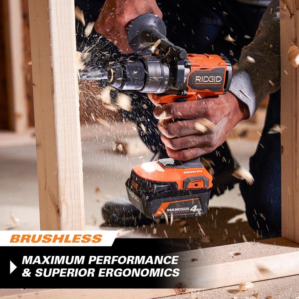 18V Brushless Cordless 1/2 in. Hammer Drill/Driver Kit with 4.0 Ah MAX Output Battery, 18V Charger, and Tool Bag