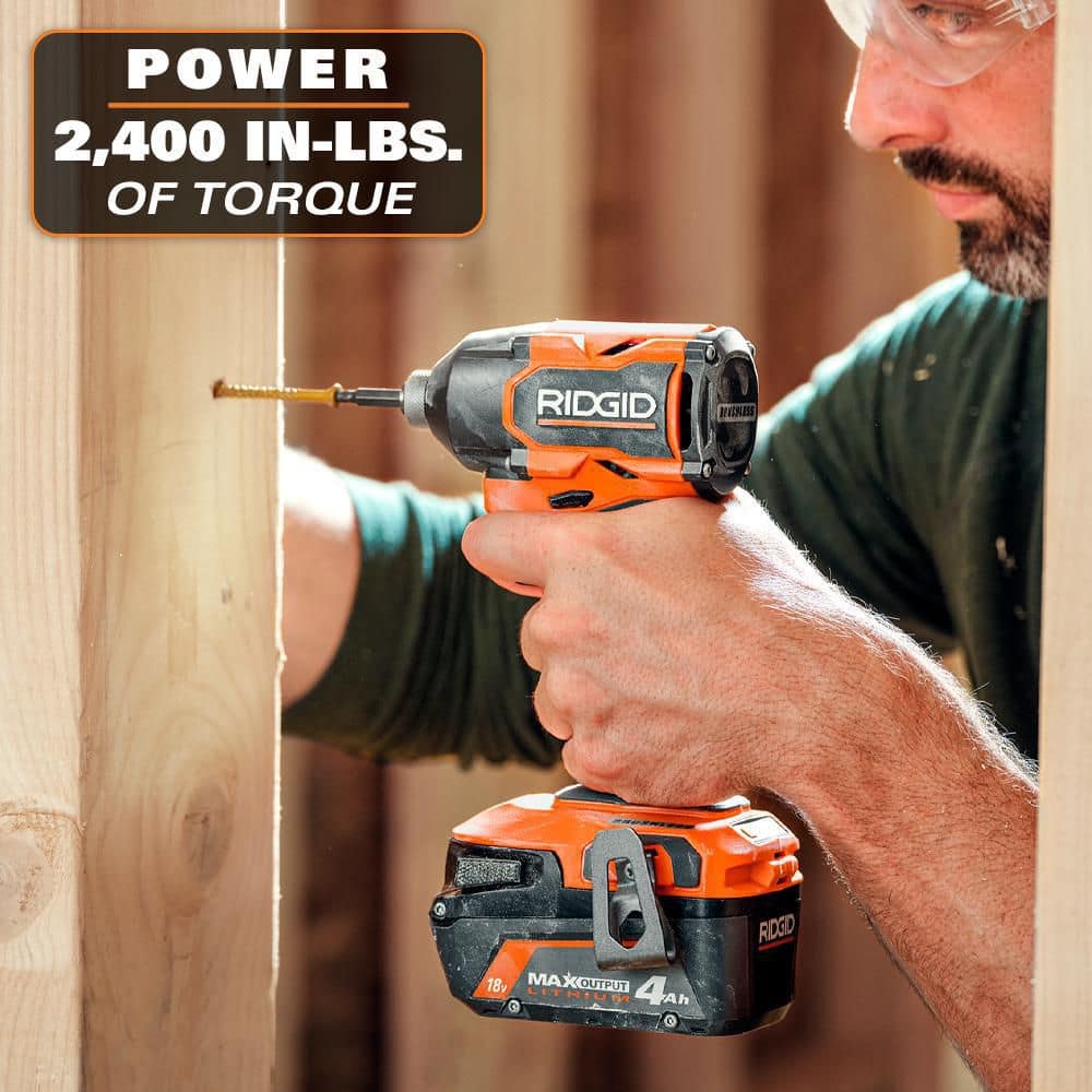 18V Brushless Cordless 4-Mode Impact Driver Kit with 2.0 Ah MAX Output Battery, Charger, and Case