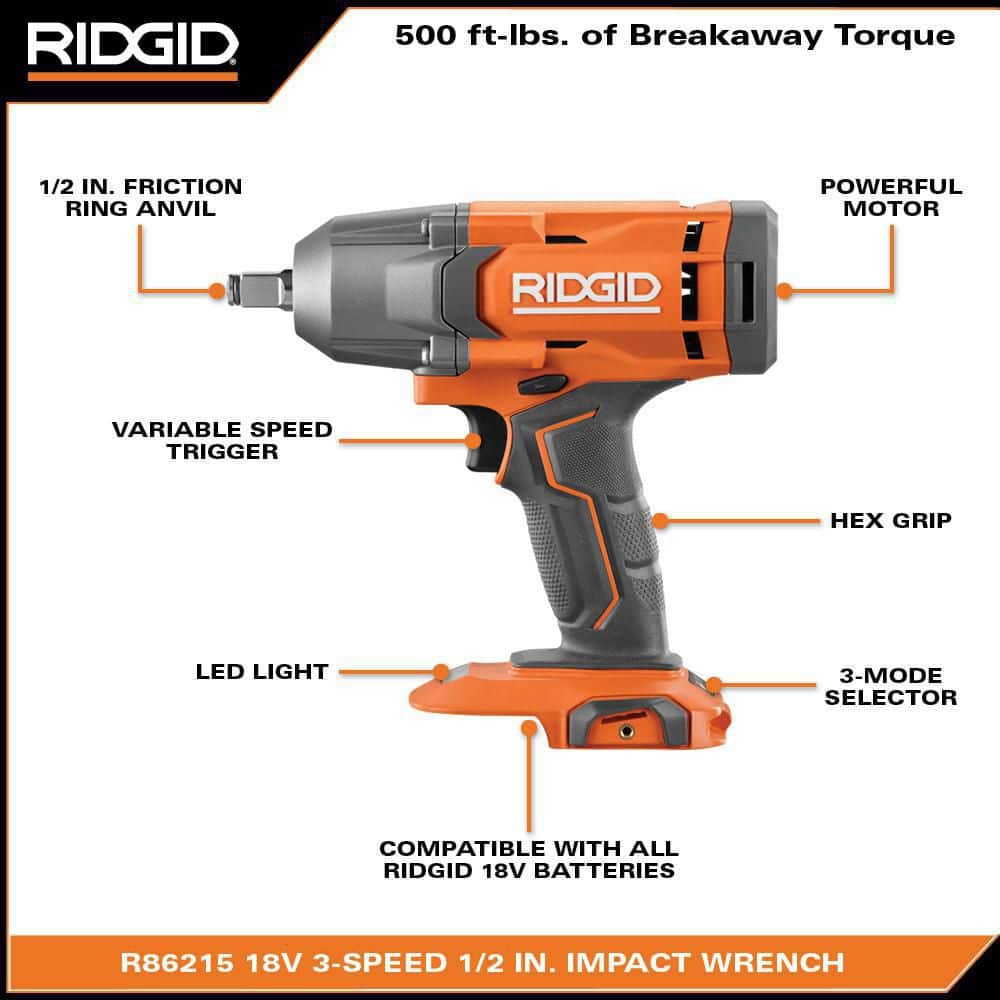 18V Cordless 1/2 in. Impact Wrench (Tool Only)