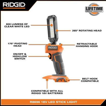 18V Cordless LED Stick Light (Tool Only)