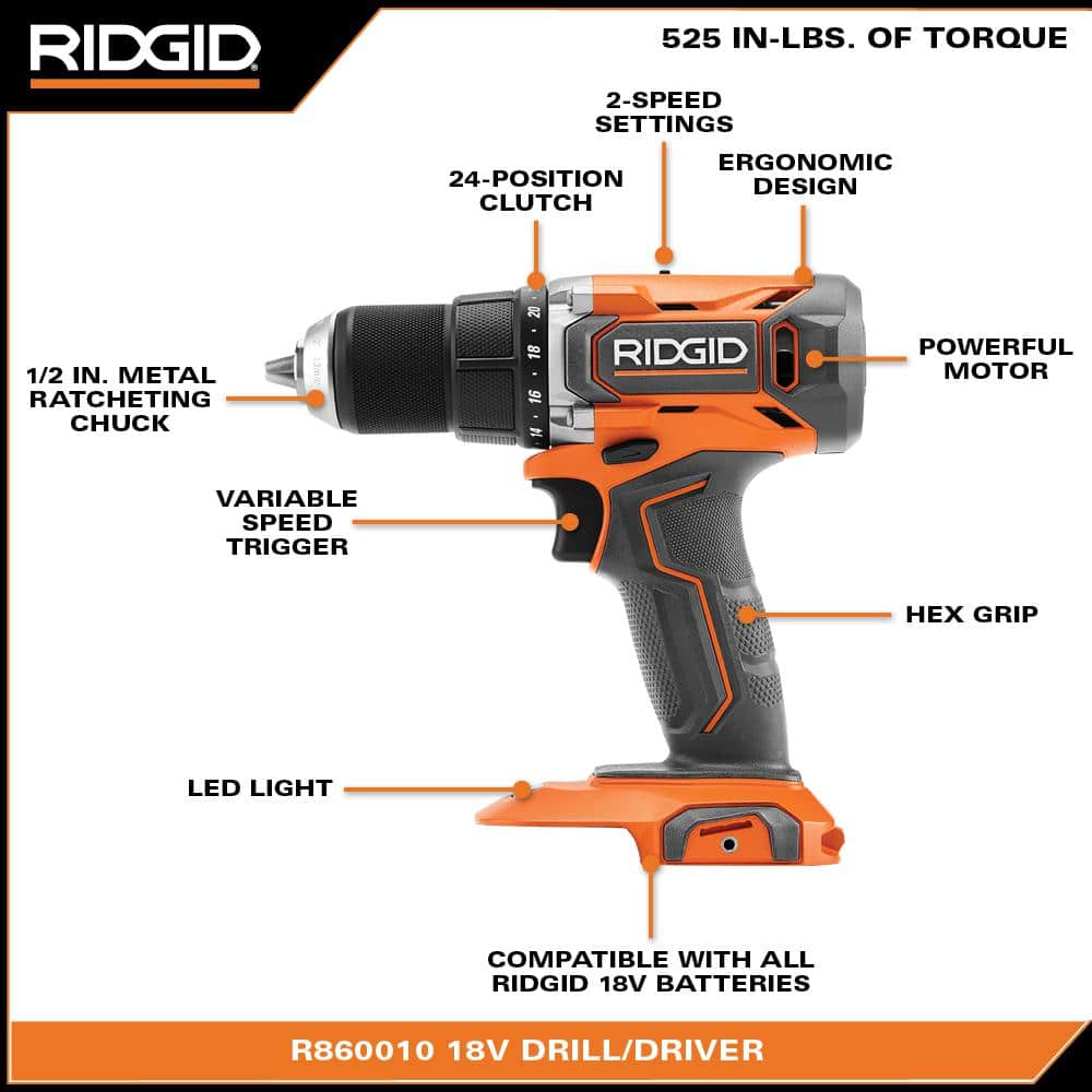 18V Cordless 1/2 in. Drill/Driver Kit with 2.0 Ah Battery and Charger
