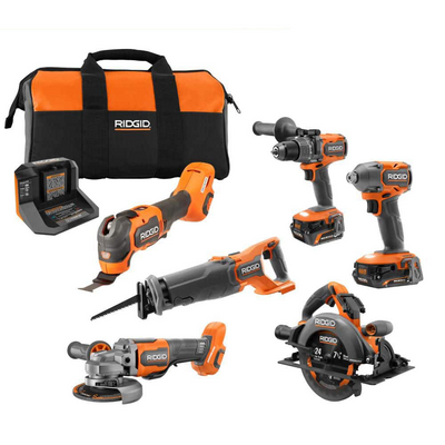 18V Brushless Cordless 6-Tool Combo Kit with 6.0 Ah and 2.0 Ah MAX Output Batteries and Charger