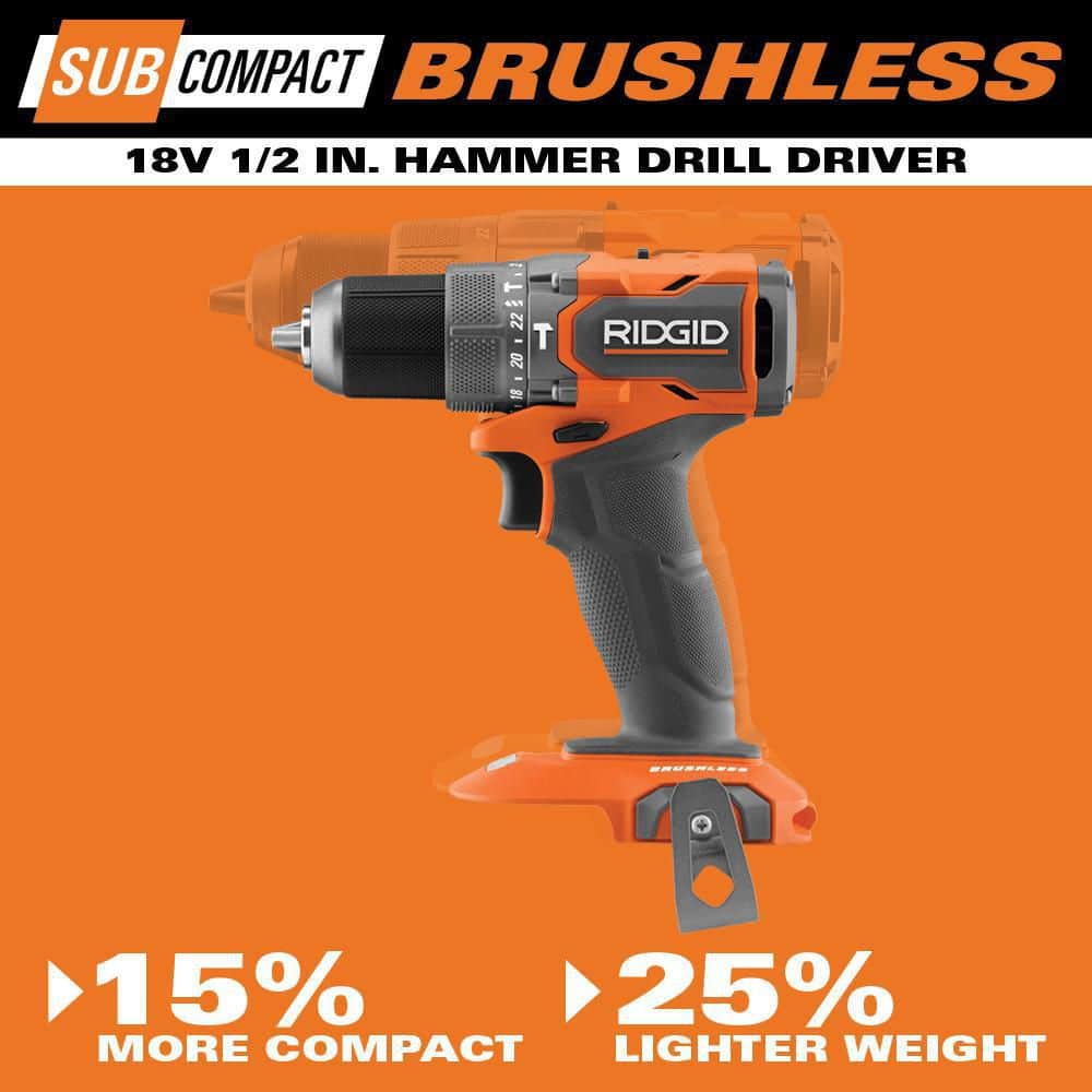 18V SubCompact Brushless Cordless 2- Tool Combo Kit w/ Hammer Drill, Impact Driver, (2) 2.0 Ah Batteries, Charger, & Bag