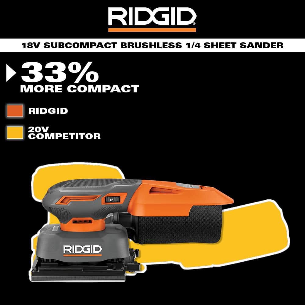 18V SubCompact Brushless Cordless 1/4 Sheet Sander (Tool Only)