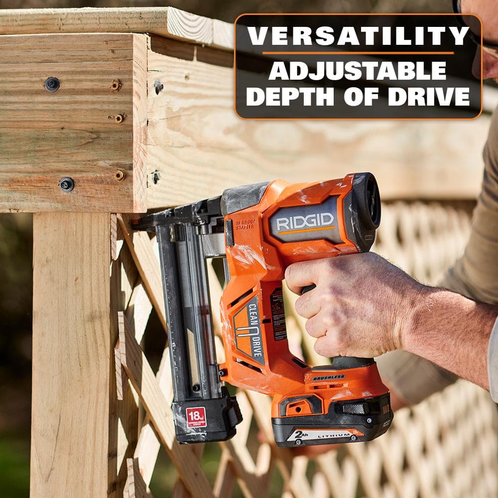 18V Brushless Cordless 18-Gauge Narrow Crown Stapler Kit with 2.0 Ah Battery and Charger