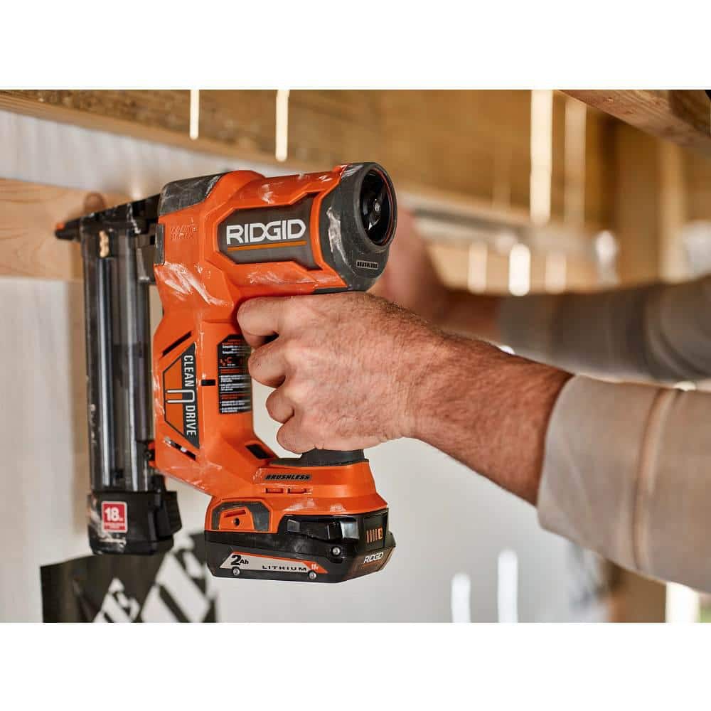 18V Brushless Cordless 18-Gauge Narrow Crown Stapler Kit with 2.0 Ah Battery and Charger