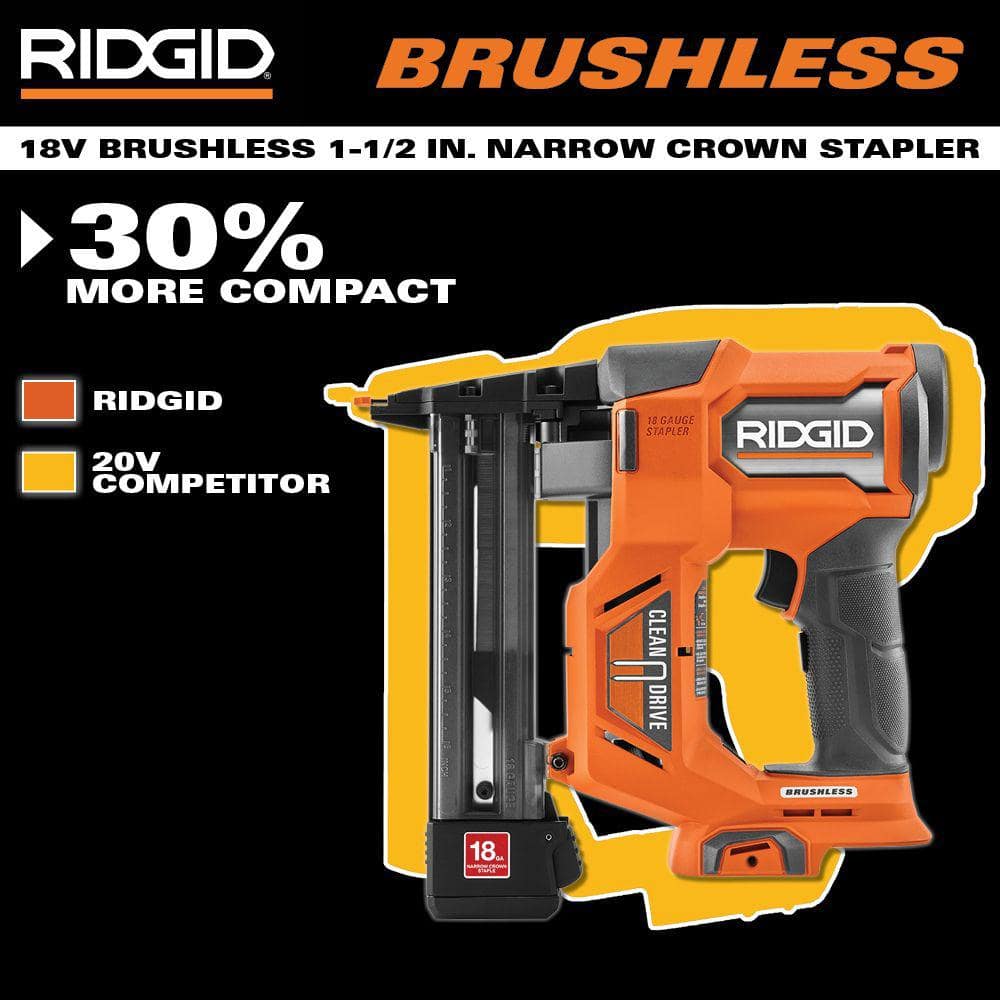 18V Brushless Cordless 18-Gauge Narrow Crown Stapler Kit with 2.0 Ah Battery and Charger
