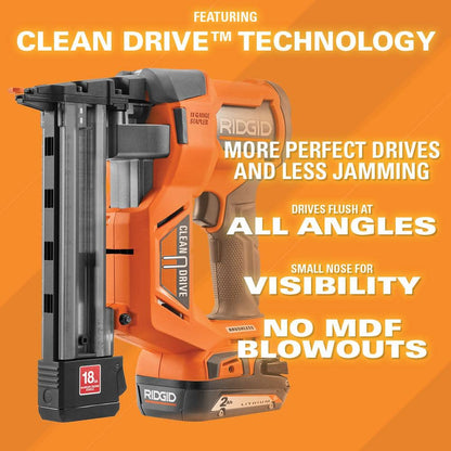 18V Brushless Cordless 18-Gauge Narrow Crown Stapler Kit with 2.0 Ah Battery and Charger